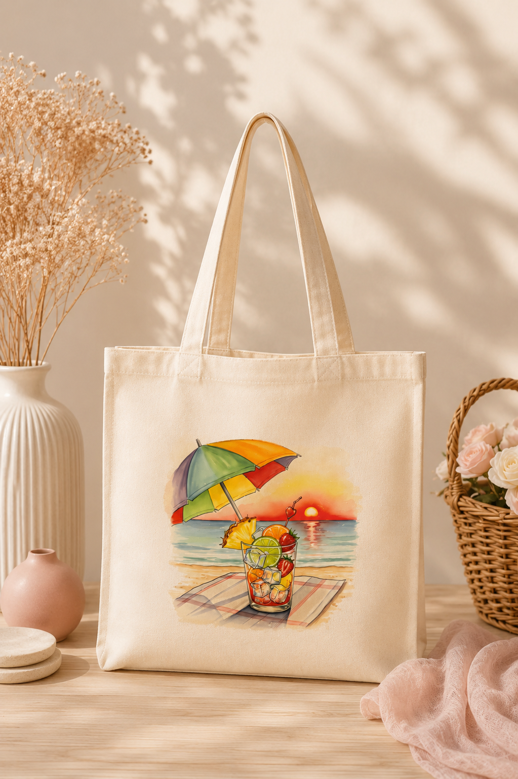 Tote Bag 35 x 30cm en coton imprimé - Koupépik