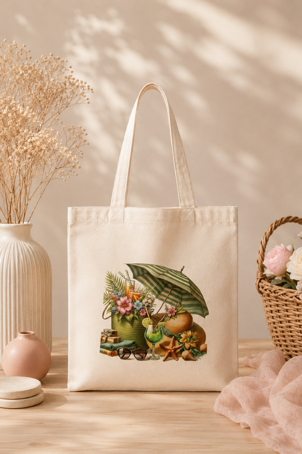 Tote Bag 35 x 30cm en coton imprimé - Koupépik