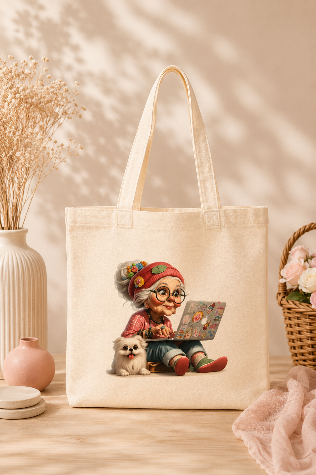 Tote Bag 35 x 30cm en coton imprimé - Koupépik