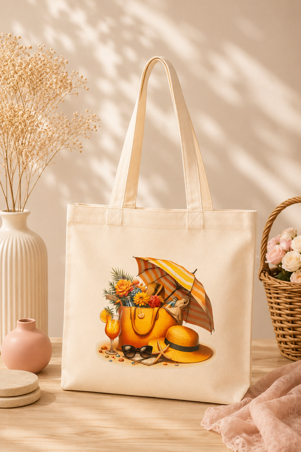 Tote Bag 35 x 30cm en coton imprimé - Koupépik